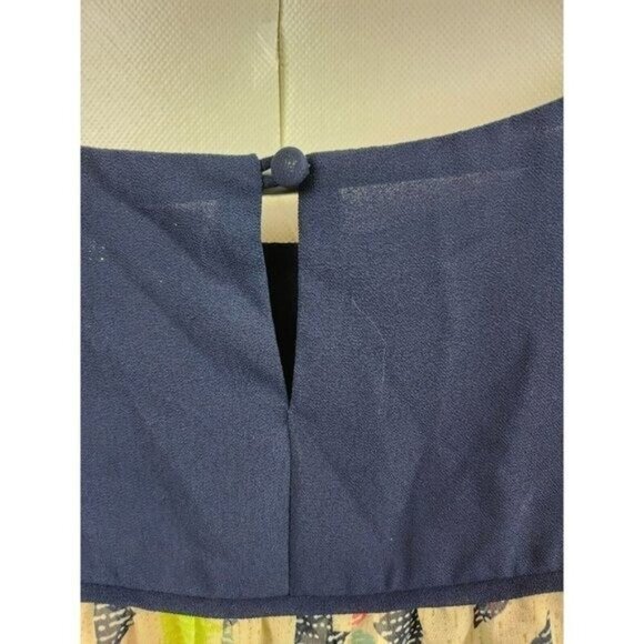 Umgee Womens Blouse Top Large Blue Abstract Chiffon Flare Sleeve Sheer BOHO - Picture 5 of 6